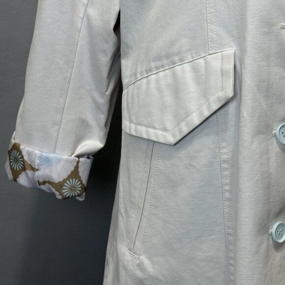 Towne Collection By London Fog Women's L Trench Coat Ivory Floral Lining Jacket - Picture 7 of 12